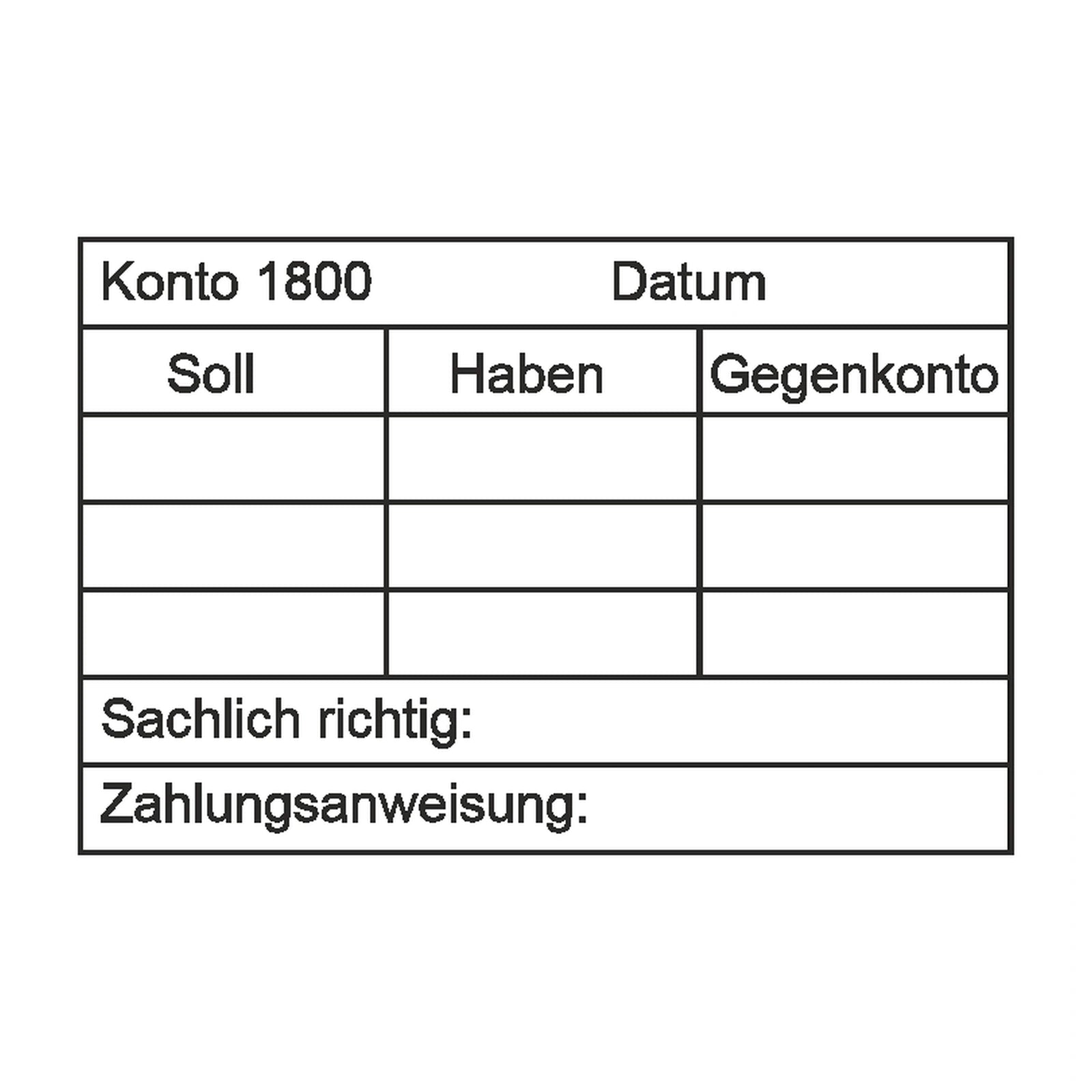Kontierungsstempel Konto 1800 & Zahlungsanweisung – Stempelabdruck