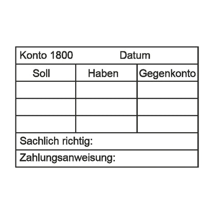 Kontierungsstempel Konto 1800 & Zahlungsanweisung – Stempelabdruck