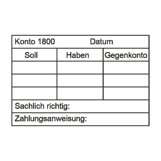 Kontierungsstempel Konto 1800 & Zahlungsanweisung – Stempelabdruck