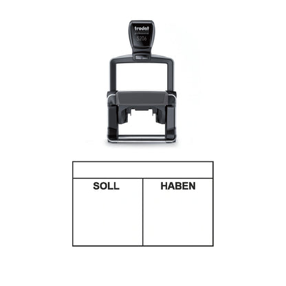Kontierungsstempel Soll & Haben – Stempelgerät mit Abdruck