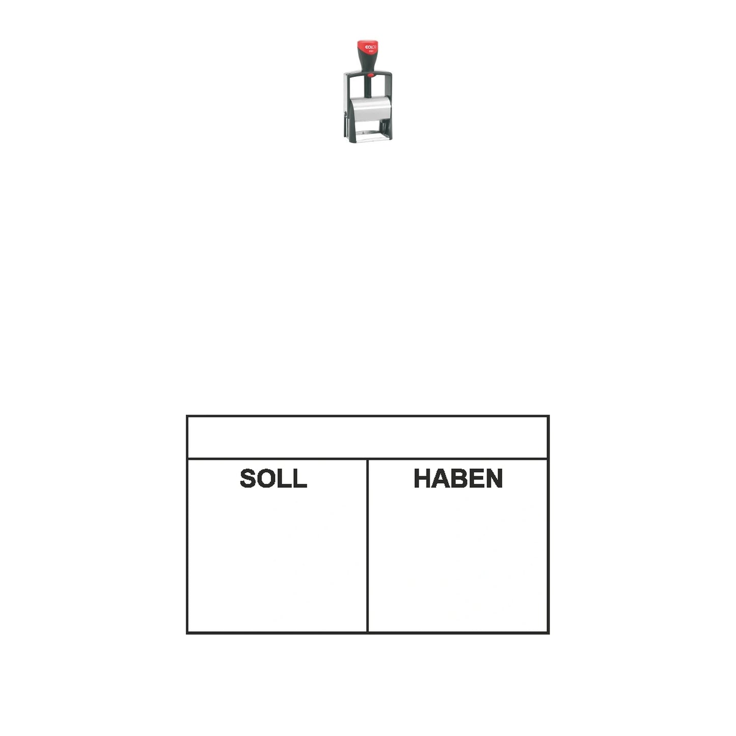 Kontierungsstempel Soll & Haben – Stempelgerät mit Abdruck