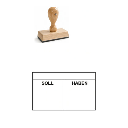 Kontierungsstempel Soll & Haben – Stempelgerät mit Abdruck