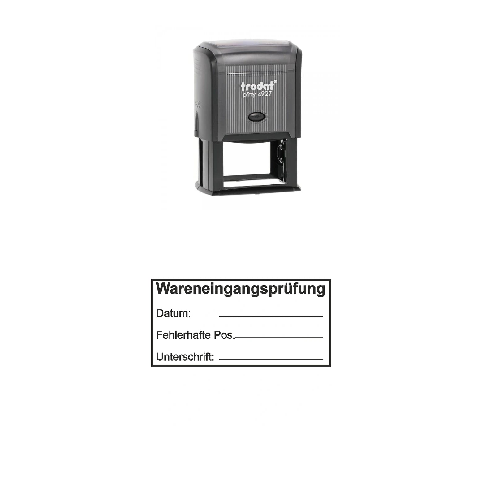 Wareneingangsprüfstempel Fehlerhafte Positionen – Stempelgerät mit Abdruck