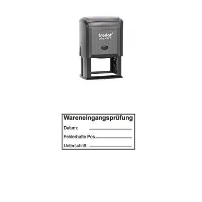 Wareneingangsprüfstempel Fehlerhafte Positionen – Stempelgerät mit Abdruck