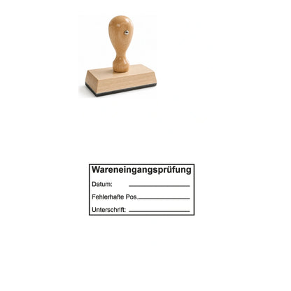 Wareneingangsprüfstempel Fehlerhafte Positionen – Stempelgerät mit Abdruck