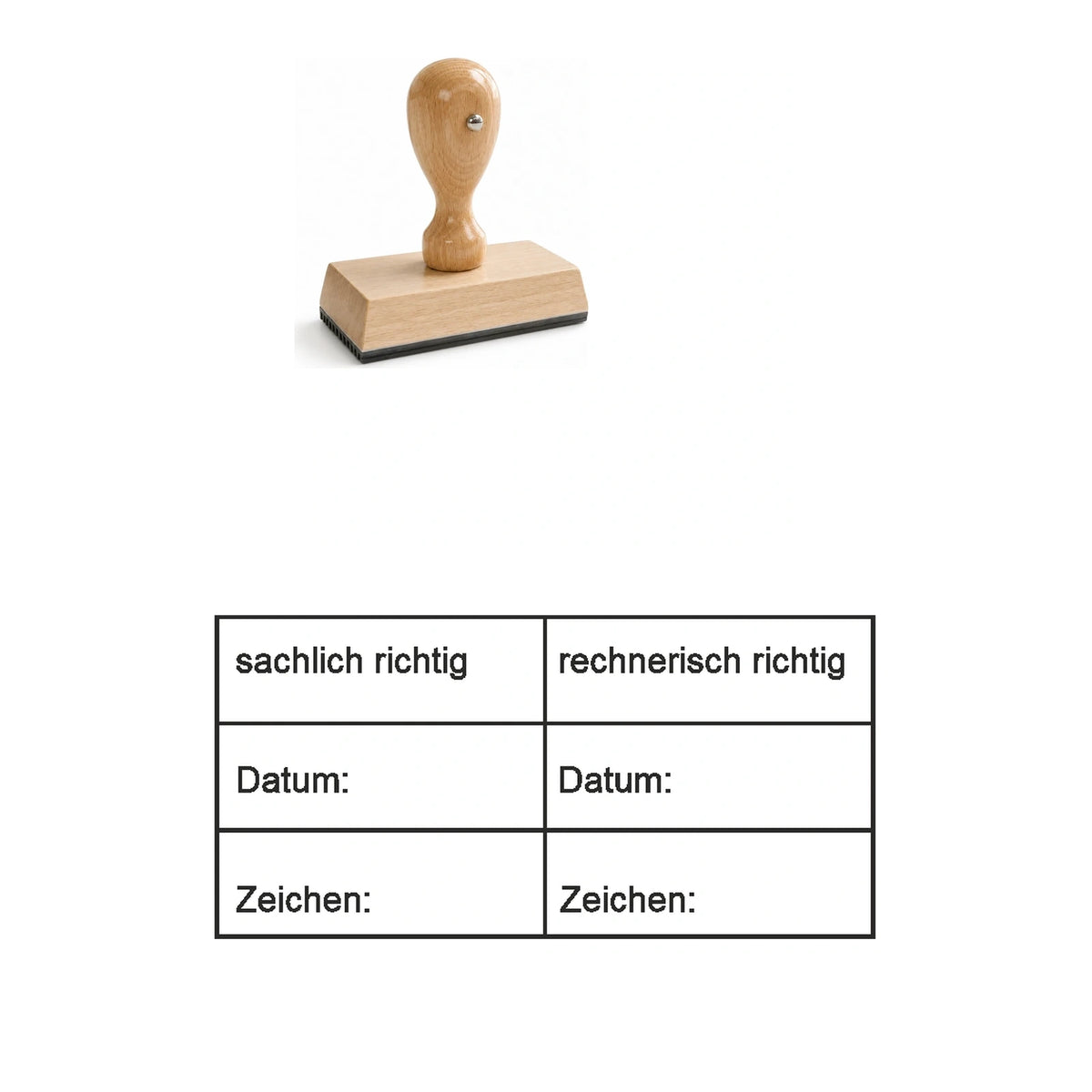 Prüfstempel sachlich & rechnerisch richtig – Stempelgerät mit Abdruck