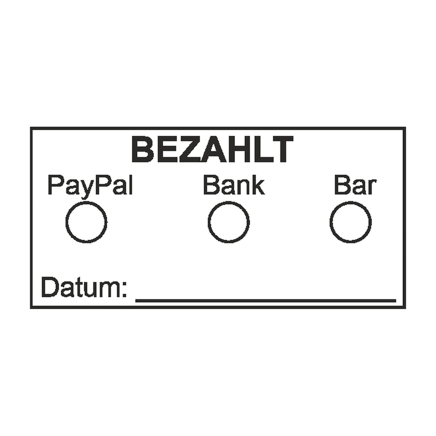 Bezahltstempel PayPal, Bank & Bar – Stempelabdruck