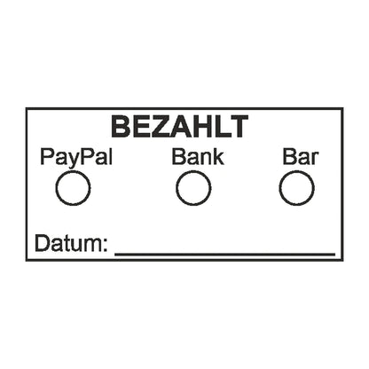 Bezahltstempel PayPal, Bank & Bar – Stempelabdruck