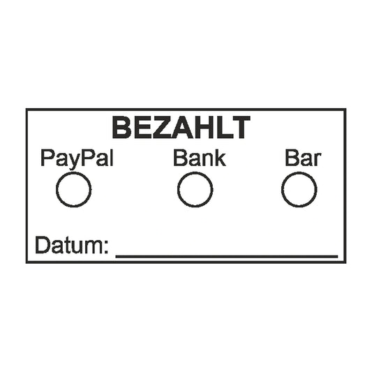 Bezahltstempel PayPal, Bank & Bar – Stempelabdruck