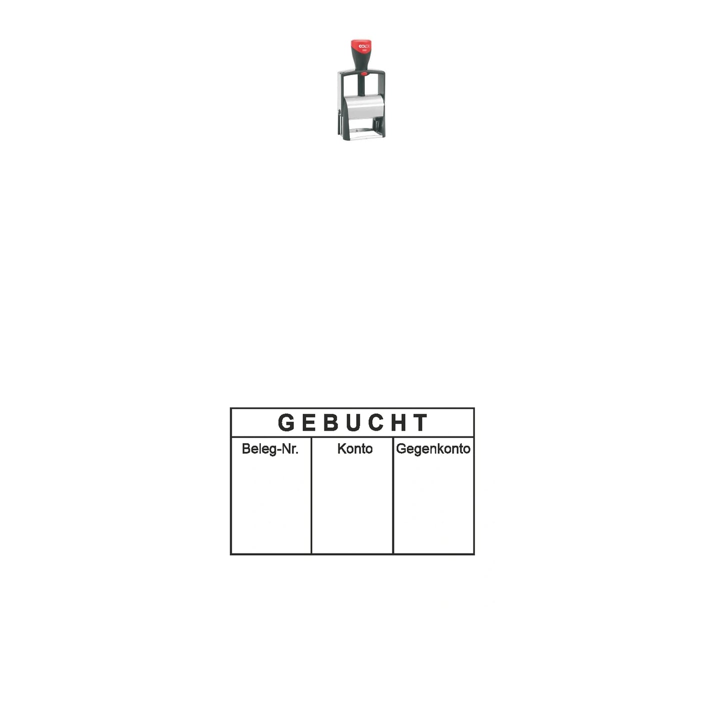 Gebuchtstempel Konto & Gegenkonto – Stempelgerät mit Abdruck