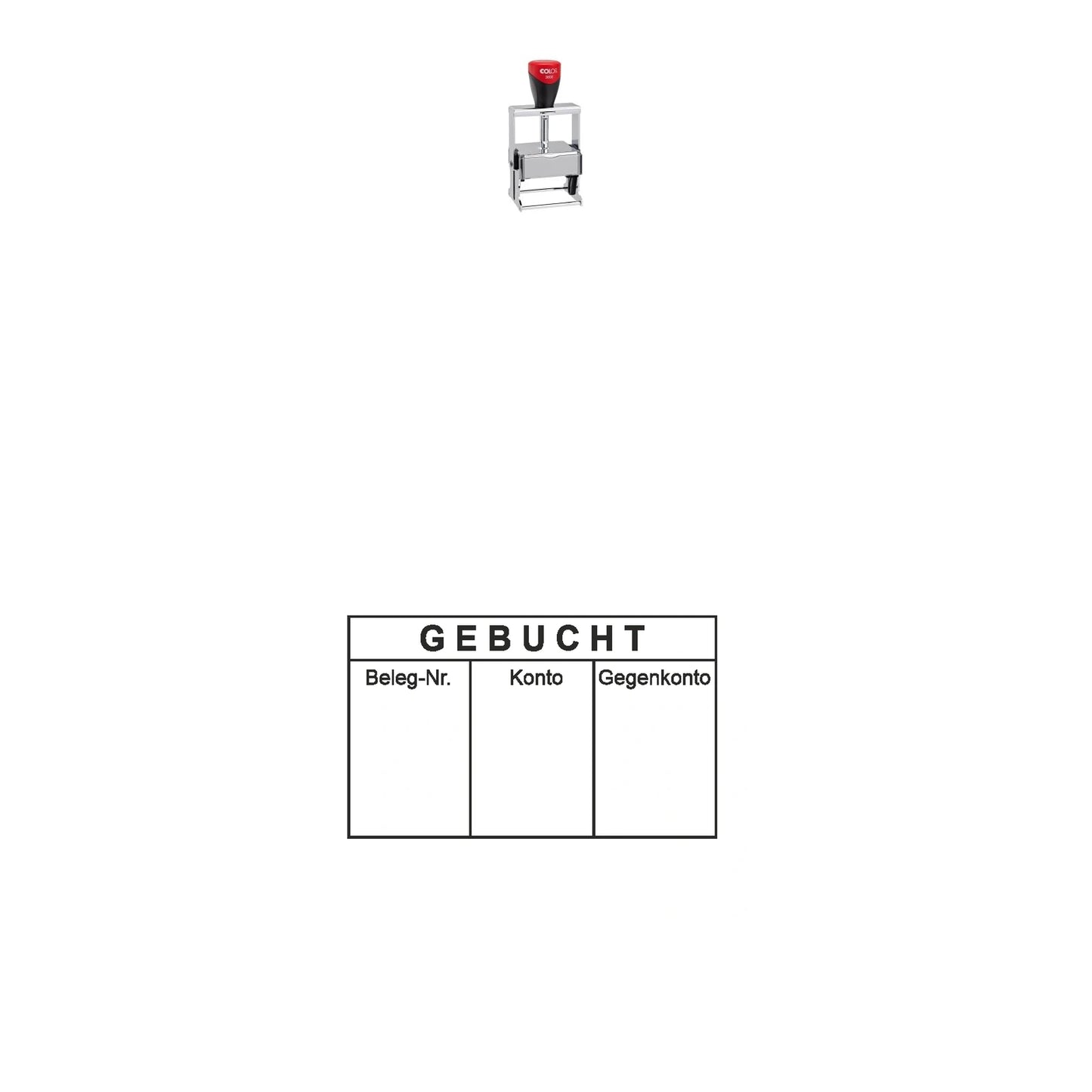 Gebuchtstempel Konto & Gegenkonto – Stempelgerät mit Abdruck