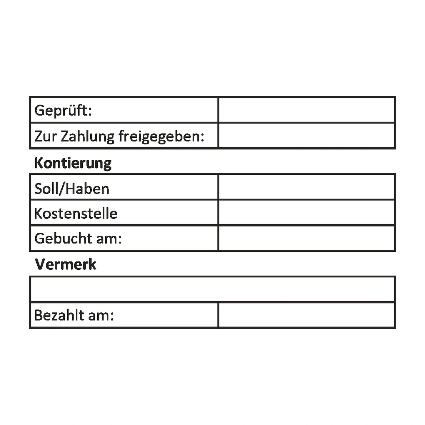 Rechnungsprüf- und Kontierungsstempel mit Vermerk – Stempelabdruck