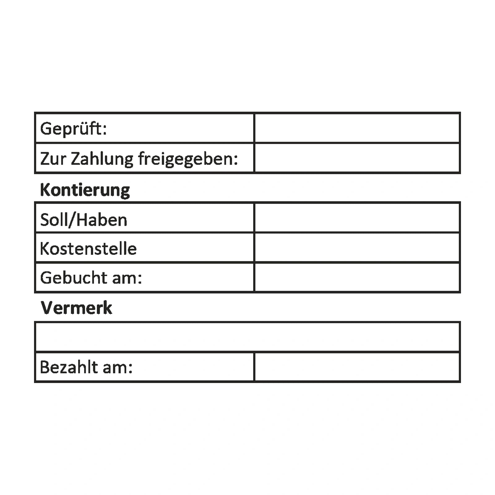 Rechnungsprüf- und Kontierungsstempel mit Vermerk – Stempelabdruck