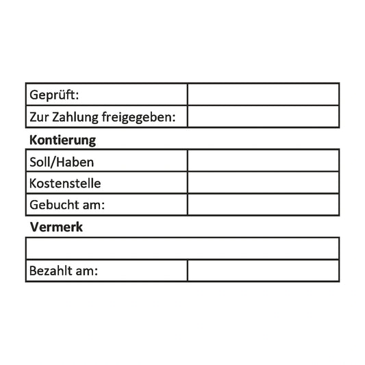 Rechnungsprüf- und Kontierungsstempel mit Vermerk – Stempelabdruck