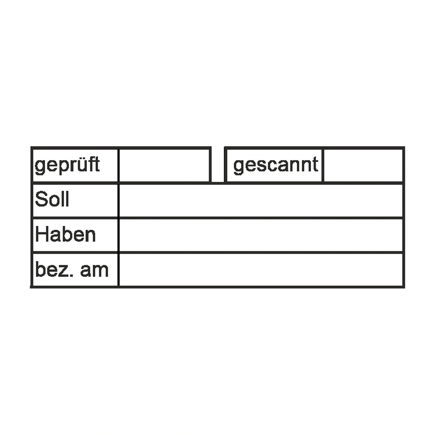 Prüf-, Scan- und Bezahlstatusstempel – Stempelabdruck