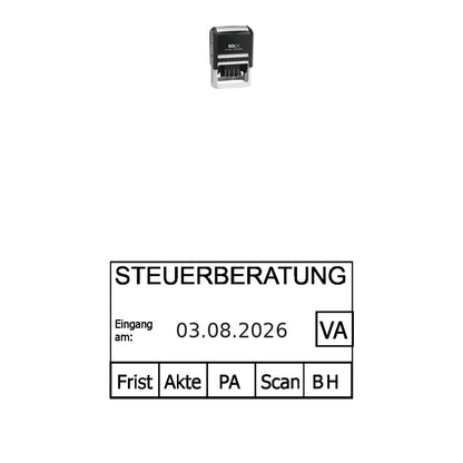 Posteingangsstempel Steuerkanzlei mit Fristen – Stempelgerät mit Abdruck