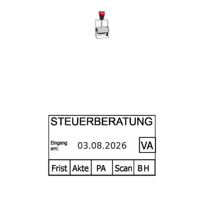 Posteingangsstempel Steuerkanzlei mit Fristen – Stempelgerät mit Abdruck
