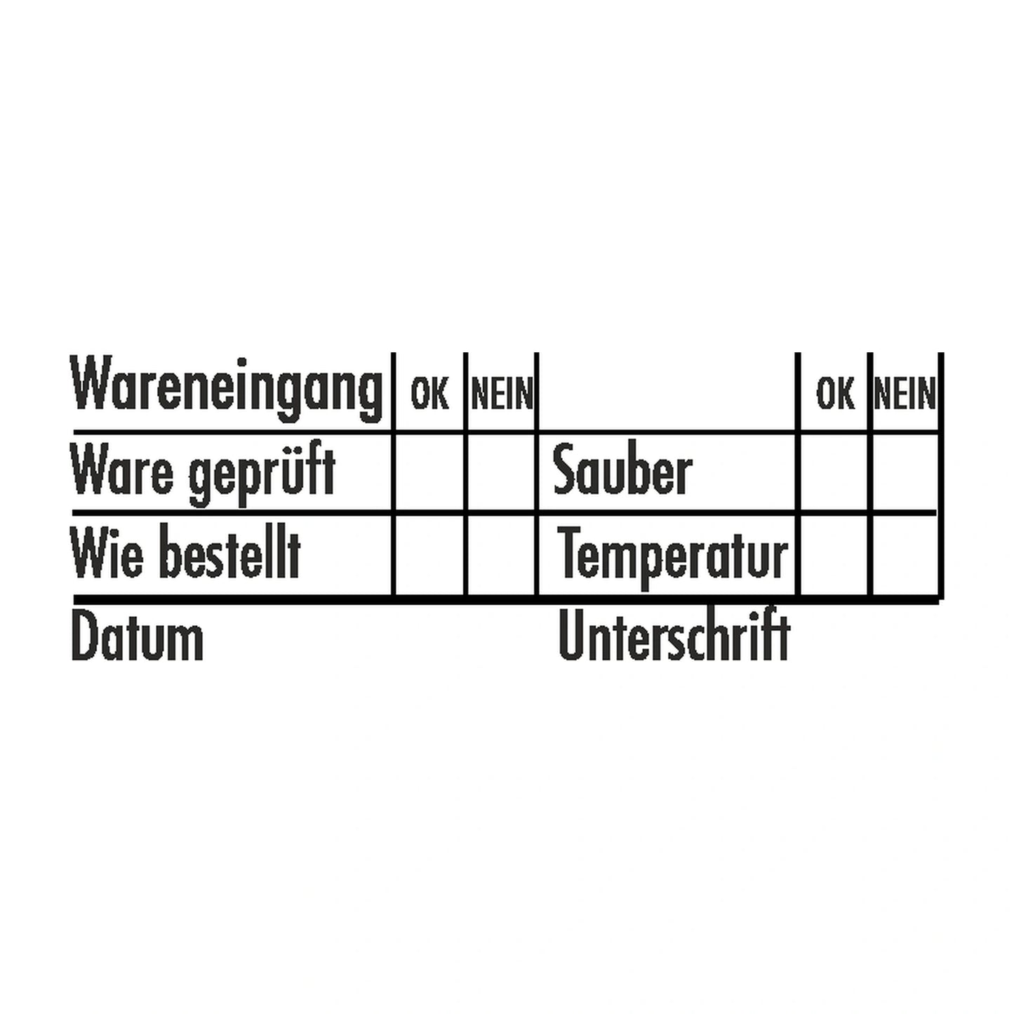 Wareneingangsprüfstempel Sauberkeit & Bestellung – Stempelabdruck
