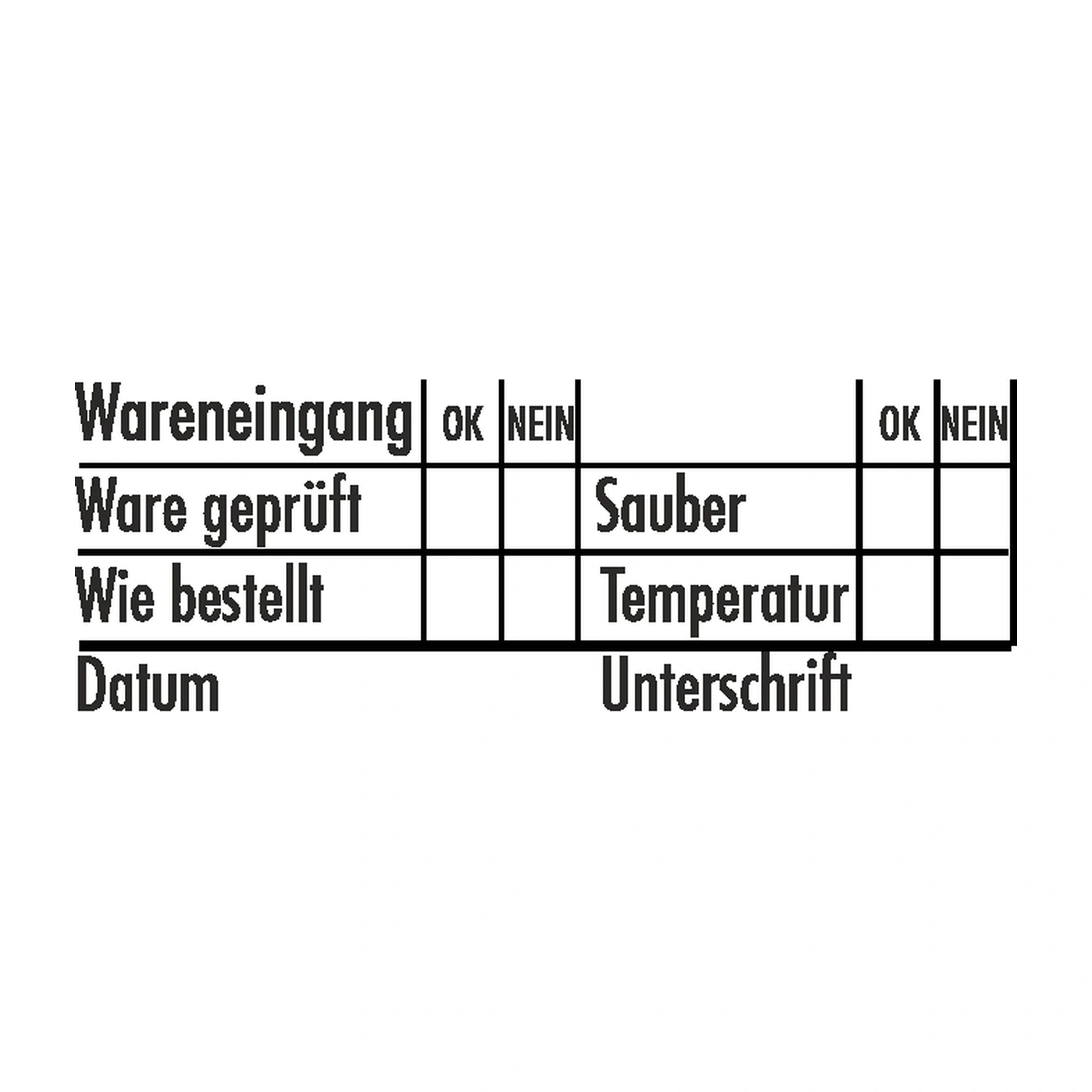 Wareneingangsprüfstempel Sauberkeit & Bestellung – Stempelabdruck