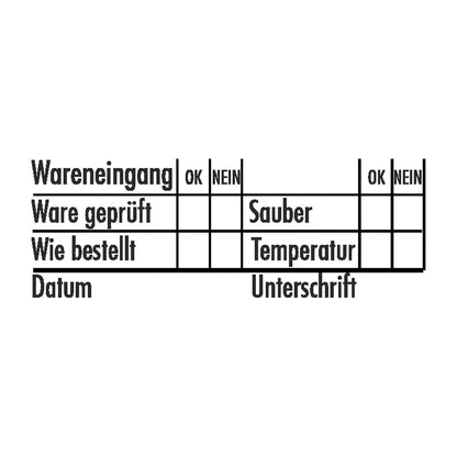 Wareneingangsprüfstempel Sauberkeit & Bestellung – Stempelabdruck