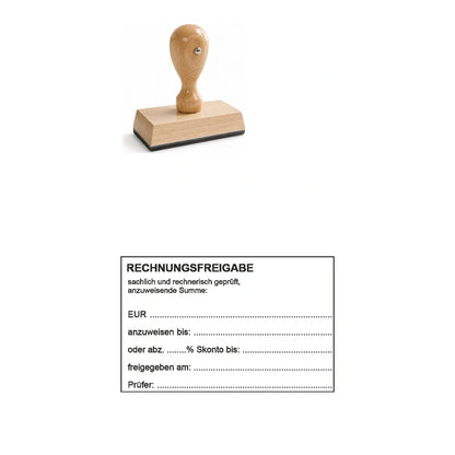 Rechnungsfreigabestempel Anweisung & Skonto – Stempelgerät mit Abdruck