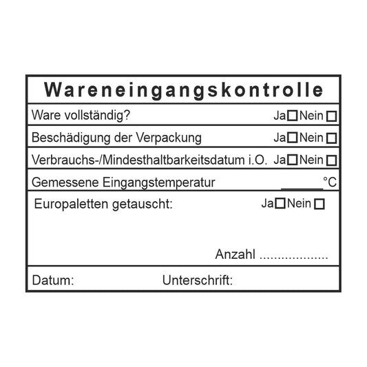 HACCP-Wareneingangsstempel mit Palettentausch – Stempelabdruck