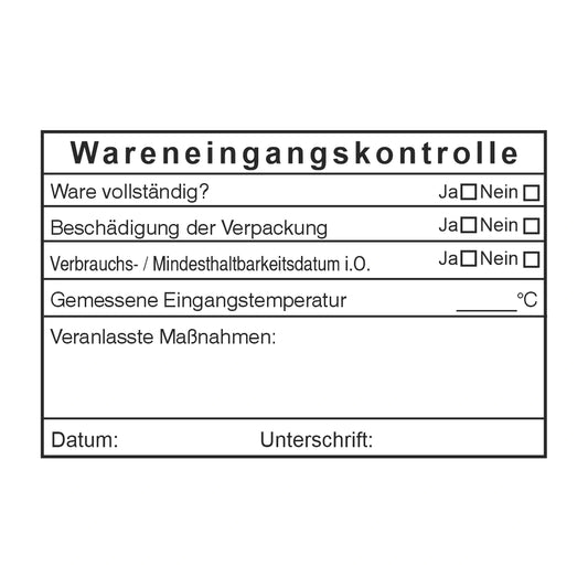 HACCP-Wareneingangsstempel mit Maßnahmen – Stempelabdruck