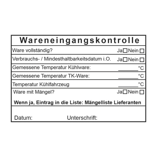 HACCP-Kühlwarenstempel Temperatur & Mängel – Stempelabdruck