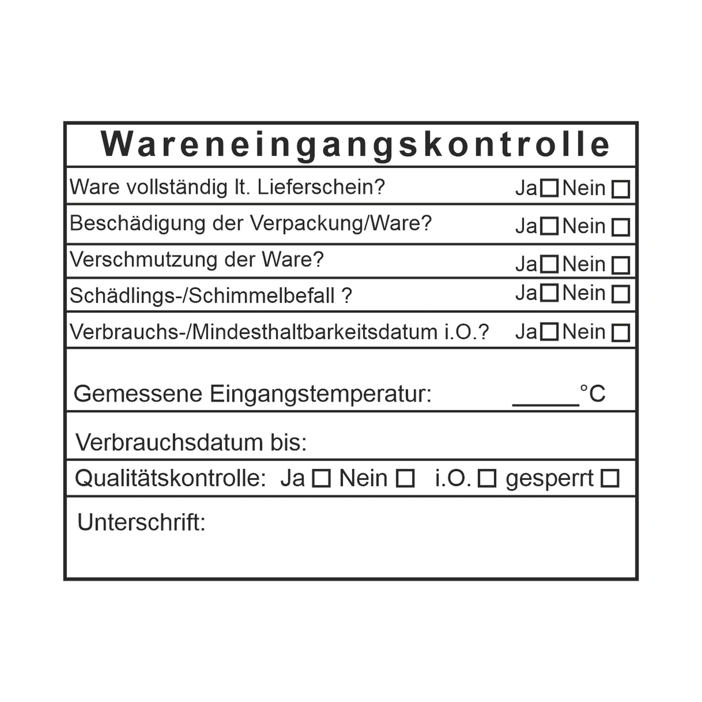 HACCP-Wareneingangsstempel Hygiene & Verbrauchsdatum – Stempelabdruck