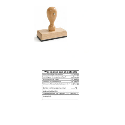 HACCP-Wareneingangsstempel Hygiene & Verbrauchsdatum – Stempelgerät mit Abdruck
