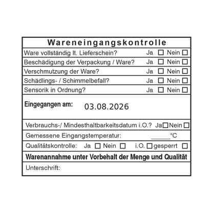 HACCP-Wareneingangsstempel Sensorik & Freigabe – Stempelabdruck
