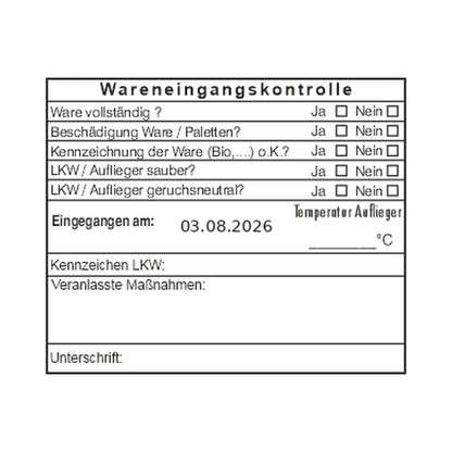 HACCP-Wareneingangsstempel Bio, Paletten & LKW – Stempelabdruck
