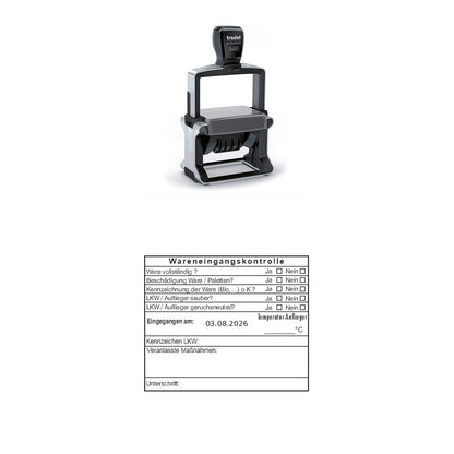 HACCP-Wareneingangsstempel Bio, Paletten & LKW – Stempelgerät mit Abdruck