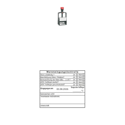 HACCP-Wareneingangsstempel Bio, Paletten & LKW – Stempelgerät mit Abdruck