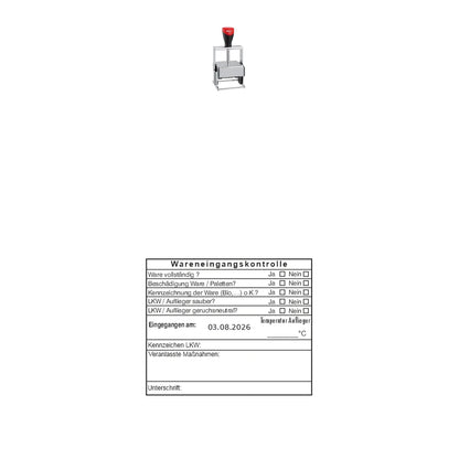 HACCP-Wareneingangsstempel Bio, Paletten & LKW – Stempelgerät mit Abdruck
