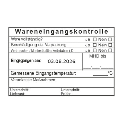 HACCP-Wareneingangsstempel MHD & Temperatur – Stempelabdruck