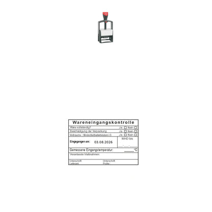 HACCP-Wareneingangsstempel MHD & Temperatur – Stempelgerät mit Abdruck