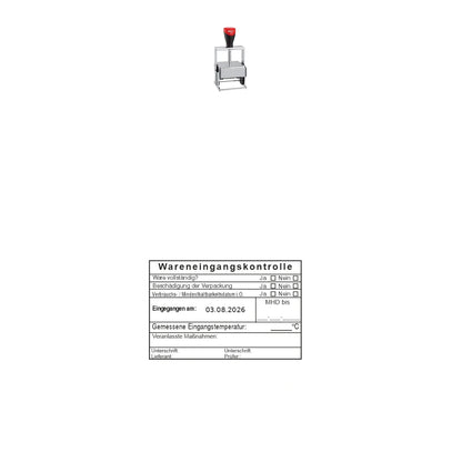 HACCP-Wareneingangsstempel MHD & Temperatur – Stempelgerät mit Abdruck