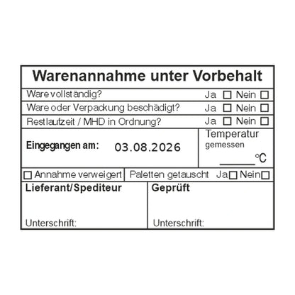 HACCP-Warenannahmestempel Beschädigung & MHD – Stempelabdruck