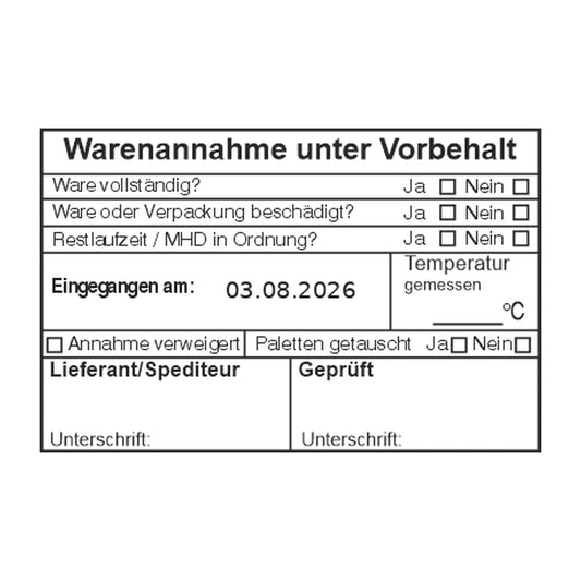 HACCP-Warenannahmestempel Beschädigung & MHD – Stempelabdruck