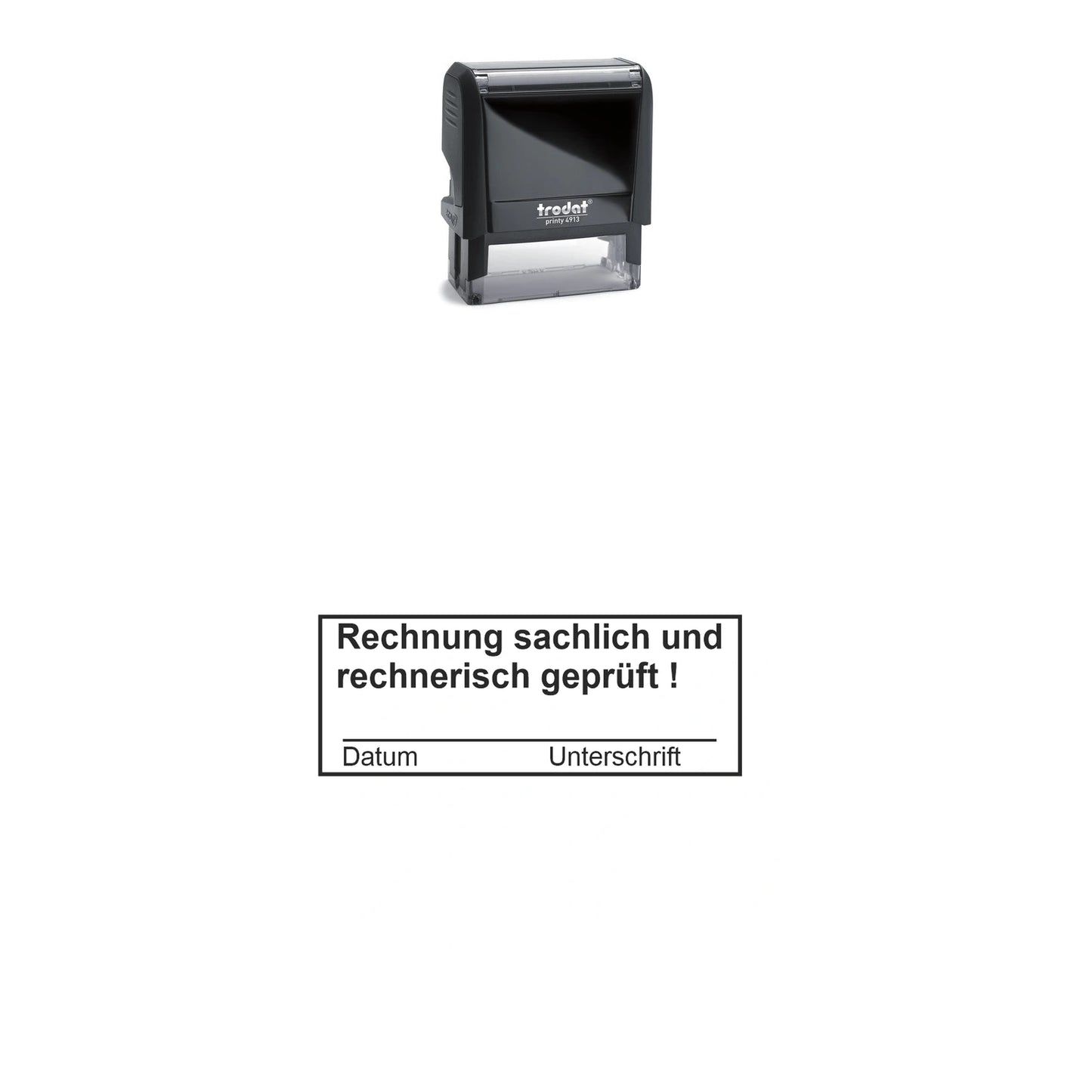 Rechnungsprüfstempel sachlich & rechnerisch – Stempelgerät mit Abdruck