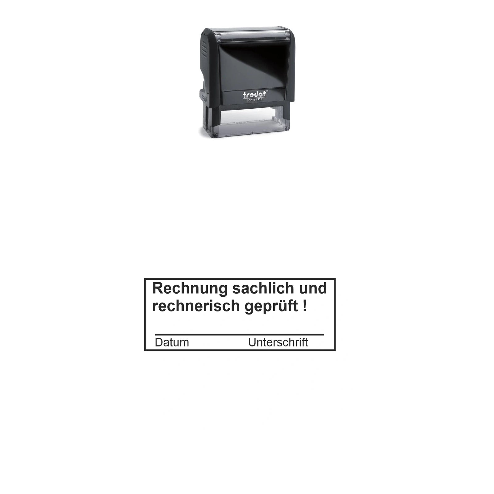 Rechnungsprüfstempel sachlich & rechnerisch – Stempelgerät mit Abdruck