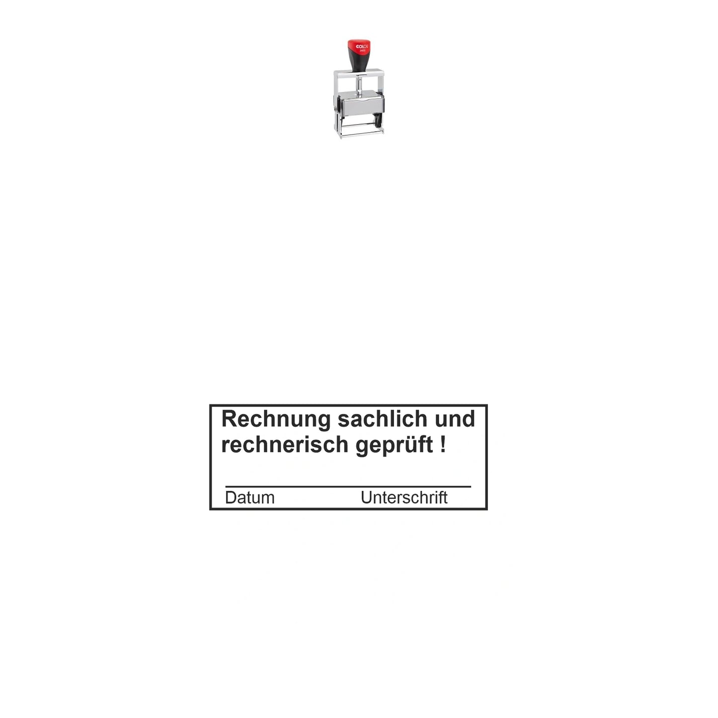 Rechnungsprüfstempel sachlich & rechnerisch – Stempelgerät mit Abdruck