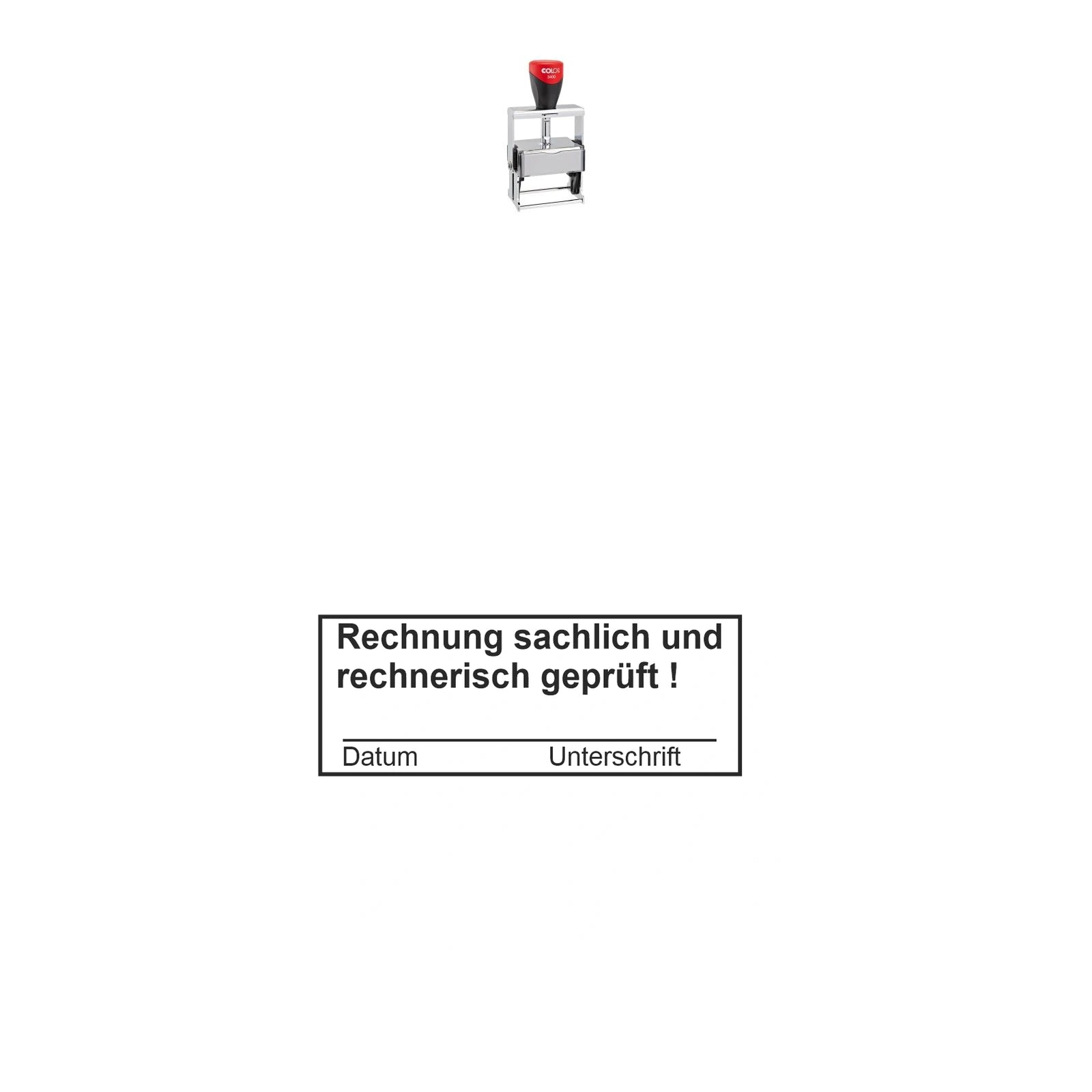 Rechnungsprüfstempel sachlich & rechnerisch – Stempelgerät mit Abdruck