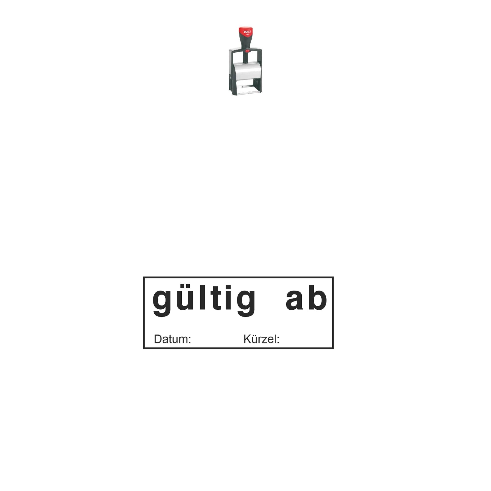 Gültig-ab-Stempel mit Datum – Stempelgerät mit Abdruck