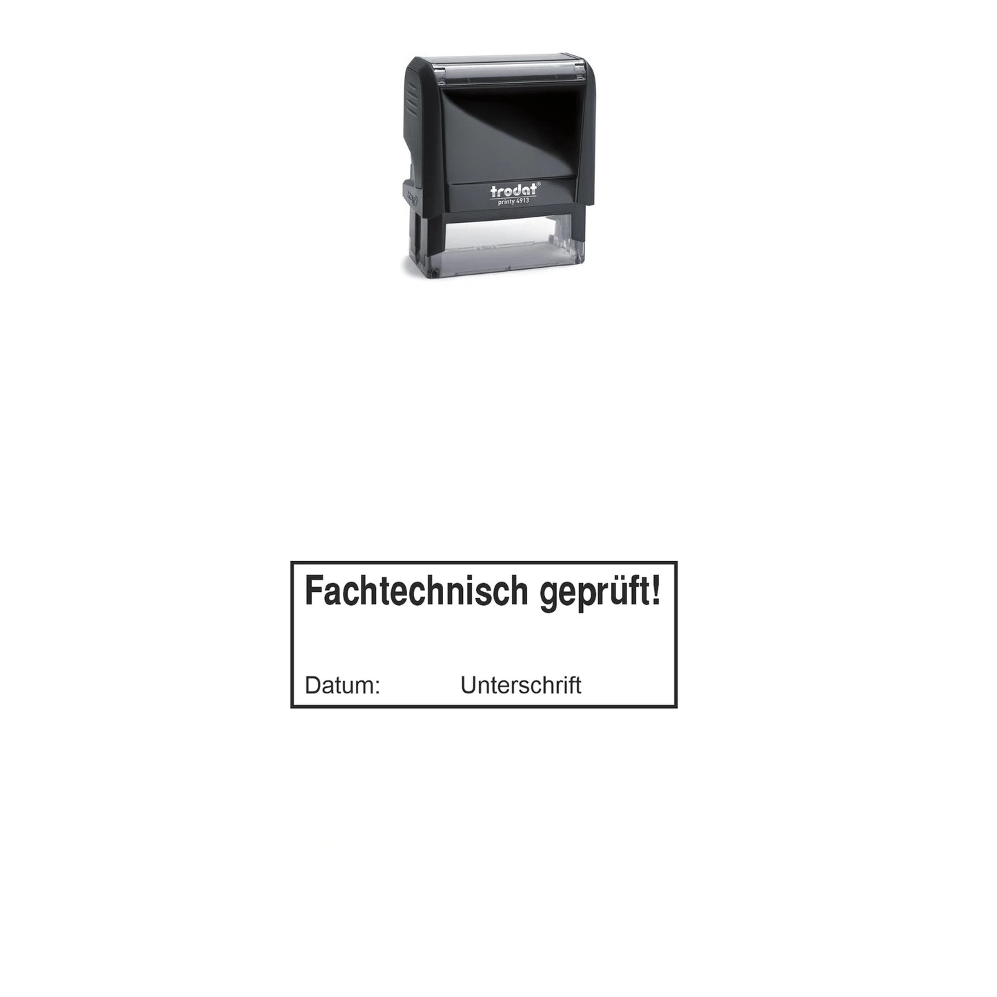Fachtechnischer Prüfstempel – Stempelgerät mit Abdruck