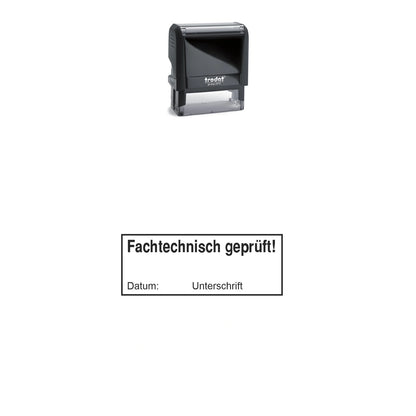 Fachtechnischer Prüfstempel – Stempelgerät mit Abdruck