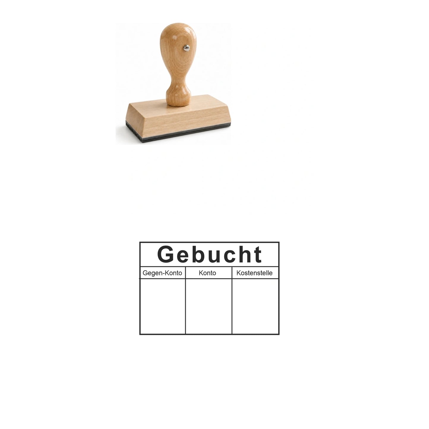 Kontierungsstempel Konto, Gegenkonto & Kostenstelle – Stempelgerät mit Abdruck