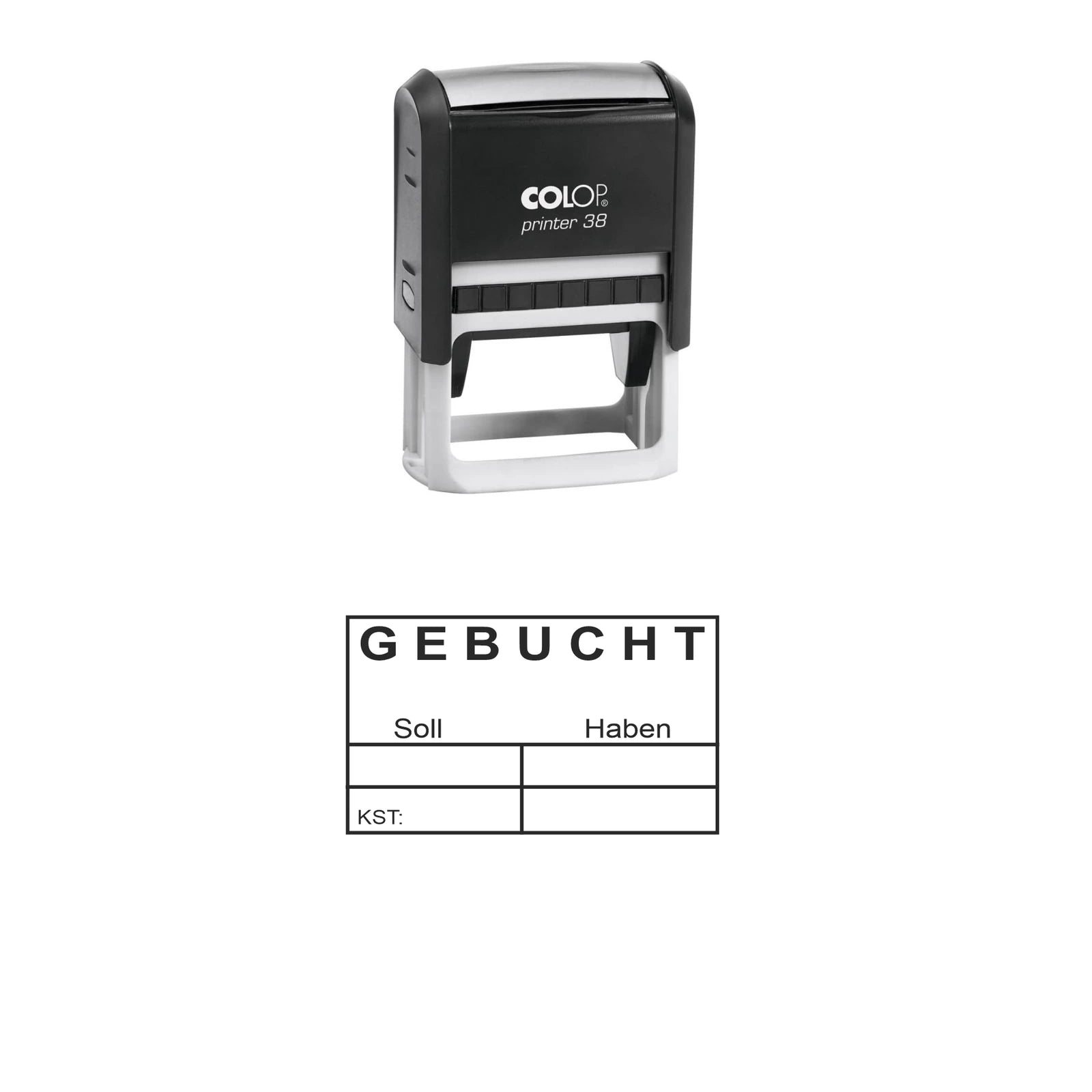 Gebuchtstempel Soll, Haben & Kostenstelle – Stempelgerät mit Abdruck