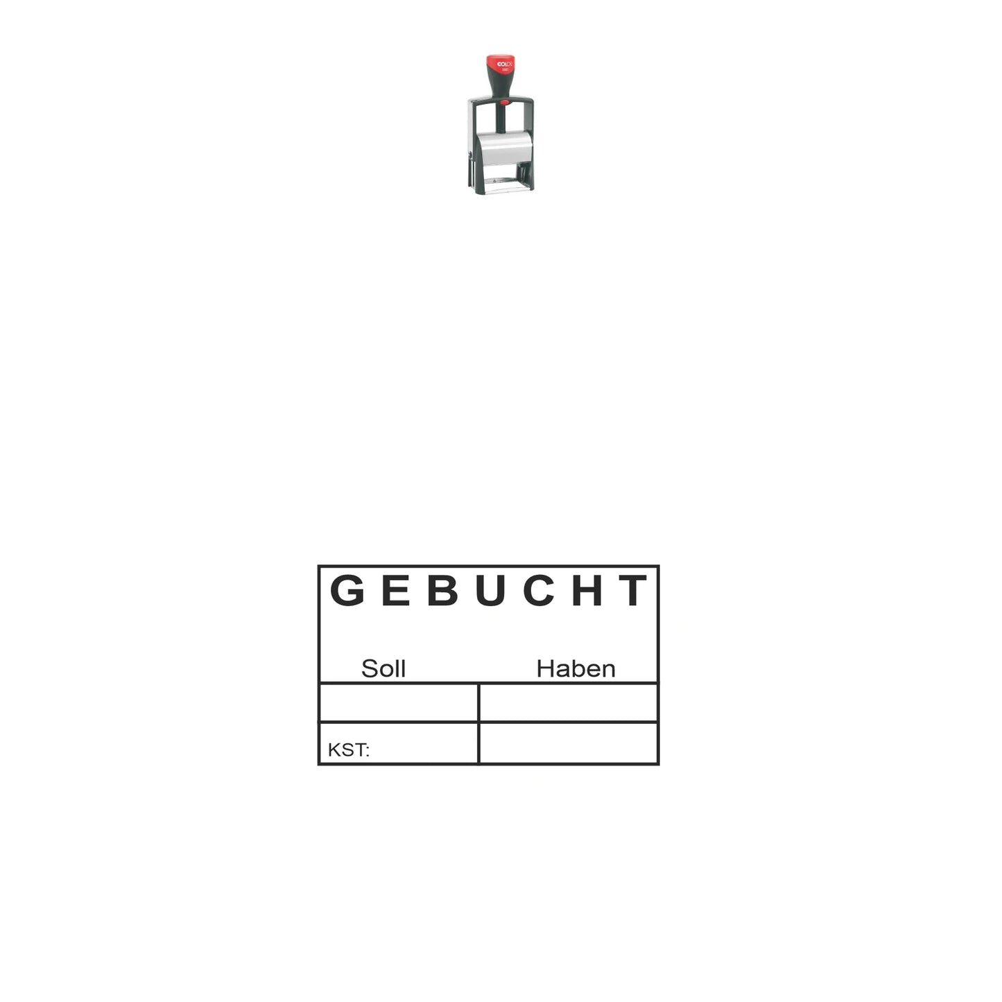 Gebuchtstempel Soll, Haben & Kostenstelle – Stempelgerät mit Abdruck